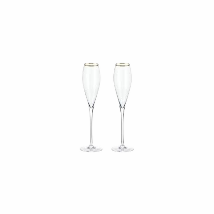 Champagne Glasses with Gold Rim (2pcs)