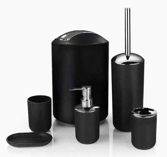 6-piece bathroom accessory set in black