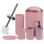 6-piece bathroom accessory set in pink